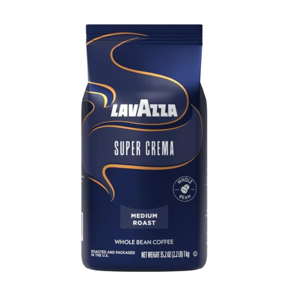 Lavazza Super Crema Whole Bean Coffee, Medium Espresso Roast, Arabica and Robusta Blend, 2.2 lb Bag, Package May Vary (Pack of 1)