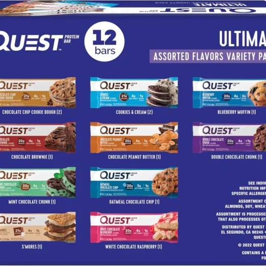 Quest Nutrition Ultimate Variety Pack Protein Bars, High Protein, Low Carb, Gluten Free, Keto Friendly, 12 Count