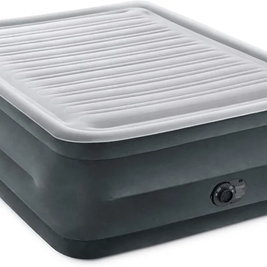 Intex 64417ED 22in Queen Dura-Beam Comfort Plush High-Rise Inflatable Air Mattress with Built in Pump for Travel and Camping, 600lb Weight Capacity