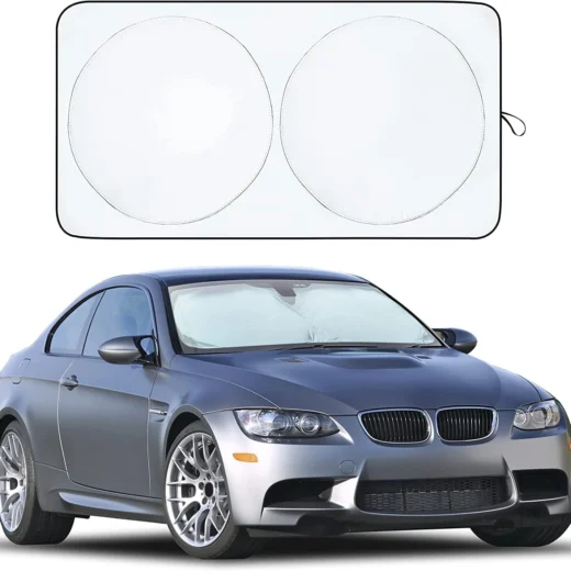 EcoNour Car Windshield Sunshade | Blocks 99% Heat & Keeps Interior Cool | Universal Fits Cars, SUVs, Trucks | Automotive Sun Screen, Visor & Car Accessories for Summer | Medium (64x32 Inches)