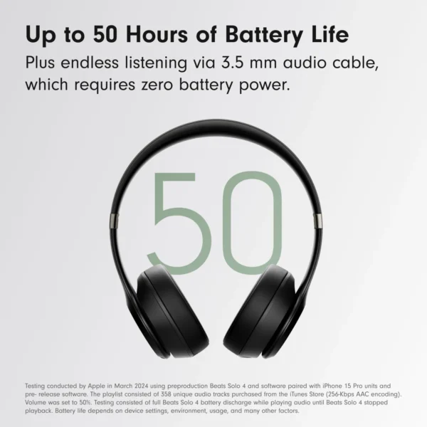 Beats Solo 4 - Wireless On-Ear Bluetooth Headphones, Up to 50-Hour Battery Life, Ultra-Lightweight Comfort, Powerful and Balanced Sound, Apple & Android Compatible - Matte Black