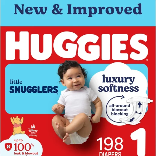 Huggies Size 1 Diapers, Little Snugglers Diapers, Size 1 (8-14 lbs), 198 Count (6 Packs of 33), Packaging May Vary