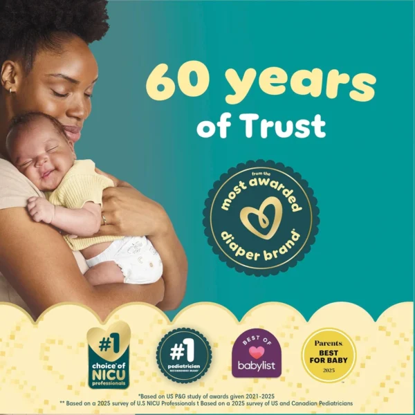 Pampers Swaddlers Diapers, Size 2 (10-22 lbs), 148 Count, Hypoallergenic, Absorbent, Keeps Baby Dry and Comfortable, Skin Safe Disposable Baby Diaper