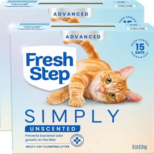 Fresh Step Advanced Simply Unscented Multi Cat Clumping Litter, Formulated With No Added Dyes or Fragrances, Ammonia Block Technology, Low Dust, 18.5 lb. Box, Pack of 2