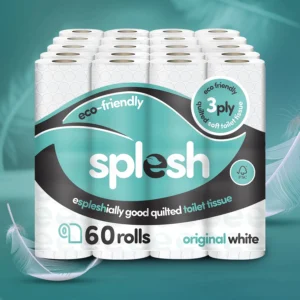60 Rolls Splesh Quilted 3-Ply Toilet Rolls | Soft & Strong