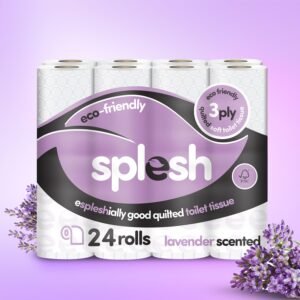 Splesh Toilet Roll Soft & Quilted 3-Ply Lavender Scented Toilet Tissue, 24 Rolls