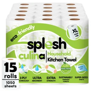 15 Rolls 3-Ply XL Kitchen Towels | Ultra Absorbent – Splesh