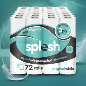 72 Rolls Splesh Toilet Roll, Soft & Quilted Eco-Friendly