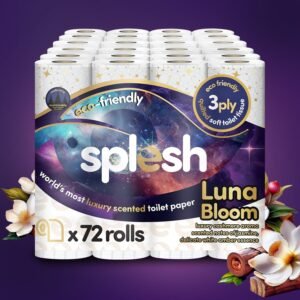 72 Rolls Splesh Quilted Luna Bloom 3-Ply Luxury Toilet Roll