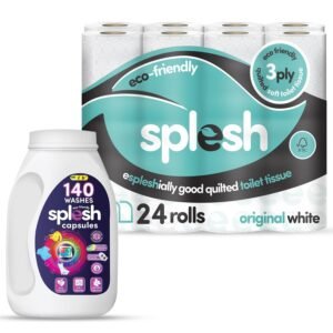 24 Rolls Splesh 3-Ply Toilet Paper + 3-in-1 Laundry Capsule