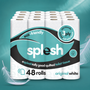 Splesh Toilet Roll Soft & Quilted 3-Ply Original White Toilet Tissue, 48 Rolls