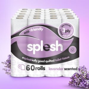 60 Rolls Cusheen Quilted 3-Ply Lavender Toilet Rolls