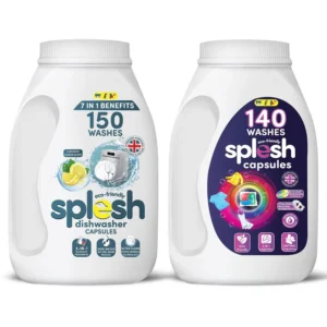 Splesh Cleaning Bundle of 3-in-1 Dishwasher 150 Capsules & Laundry 140