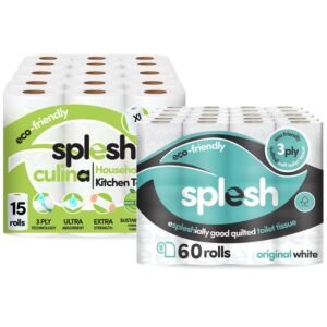 60 Rolls Splesh Toilet Roll Quilted White