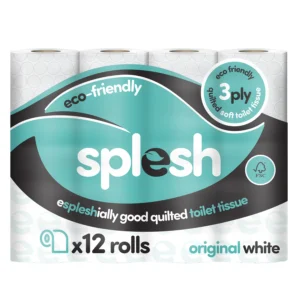 12 Rolls Splesh Toilet Roll, Soft & Quilted Eco-Friendly
