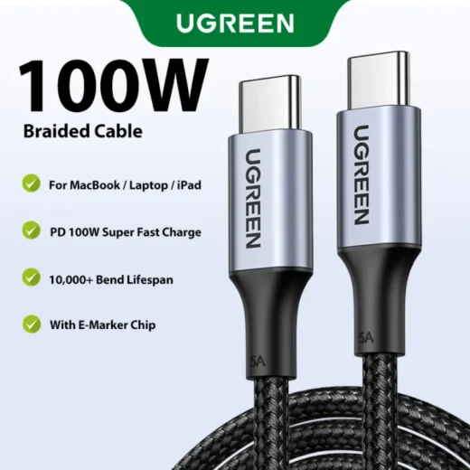 UGREEN Type C to USB C PD 100W Fast Charging Cable for iPhone 15 Pro Max Samsung S26 Ultra S25 Ultra Ultra Samsung S26 Ultra S25 Ultra,Nintendo Switch Fast Charger Cable for Macbook Pro,nokia magic max 2023，Support Quick Charge4.0
