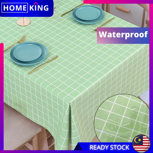 HOMEKING | Table Cloth Waterproof Plastic Table Cover Oilproof Tablecloth alas meja Room Plaid Dustproof Table Clothes PVC Lapit Meja