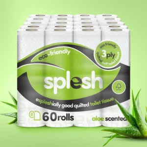 60 Rolls Splesh Toilet Roll Eco-Friendly, Soft & Quilted